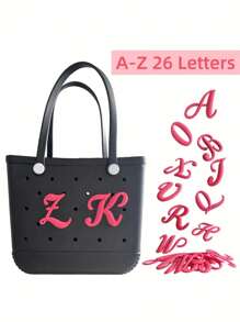 Custom Letter Charms For Decorative Letter Charms Alphabet Lettering Accessories Charms Insert Alphabet Lettering Accessories For Handbag Beach Tote Personalized 3D Printed Decorative A-Z Alphabet Letters Rubber Bag Rubber Tote Pin Beach Accessories Rubber Beach Bag
