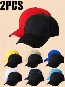 2 Pcs Solid Color Men's Outdoor Sun Protection Casual Hat, Minimalist Fashion Adjustable Comfortable Snapback Hat For Spring And Fall, Travel, Beach, Y2K Style For Teenagers - A - View 13