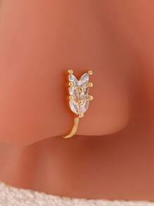 6/8/10pcs Gold-Plated Faux Nose Piercing Clip Set With Micro-Inlaid Cubic Zirconia, U-Shaped Nose Rings In Demon Eye / Lightning Designs, Versatile Nose Accessories For Festivals, Halloween, Parties, Daily Wear, Women's Gift