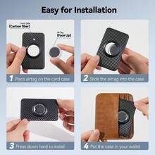 兼容 Apple Airtag 钱包夹 2 个装，超薄插入式卡盒兼容 Apple Air Tag，碳纤维 Airtag 卡夹适用于钱包、背包钱包、手提包、手拿包 - 黑色 - 黑色 - 查看 5