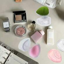1 hộp đựng mỹ phẩm bằng nhựa hình quả trứng, mút trang điểm hình quả trứng & giá đỡ mút trang điểm - Tổ chức thời trang, có lỗ thông gió, thiết kế di động tiện lợi khi đi du lịch, giá đỡ mút trang điểm cho cả nam và nữ, thoáng khí, không mùi, hộp đựng mút trang điểm trong suốt - Trong sáng - Xem 9