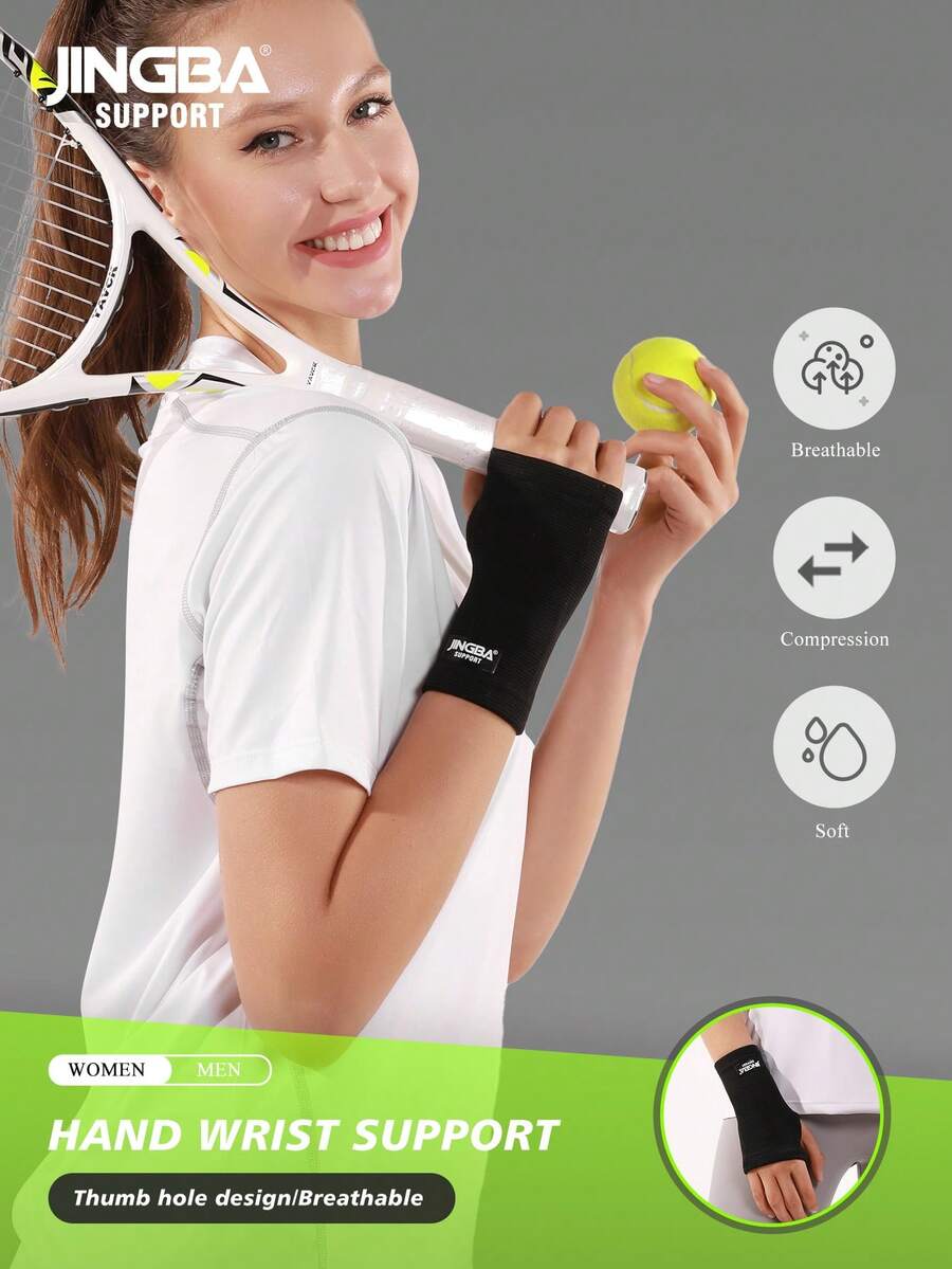 JINGBA SUPPORT 1 faixa de pulso respirável em malha, adequada para levantamento de peso, ciclismo e uso diário, acessório de pulso unissex para academia. - Preto - Ver 1