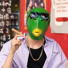 1 Peça Máscara Engraçada de Cabeça de Peixe Verde, Acessório de Fantasia de Animal de Material de Látex, Acessório de Brincadeira Temático Unissex Adequado para Festas e Feriados, Máscara de Ano Novo e Natal