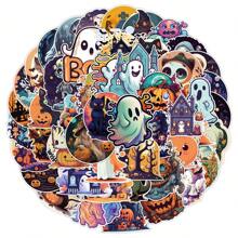 50 adesivi a tema Ognissanti, con fantasmi, lanterne di zucca, gatti neri, motivi graffiti cartoons, adatti per decorare valigie, skateboard, tablet, cover per telefono, tazze, quaderni, articoli di cancelleria, album e altri prodotti di uso quotidiano, adatti per adulti e adolescenti, adesivi in vinile, forniture scolastiche, ritorno a scuola