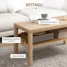 HOMCOM HOMCOM Classic Rectangular Coffee Table With Large Wooden Storage Shelf, Modern Sofa Coffee Table For Living Room And Office, 90x45x44.5 Cm, Natural Wood