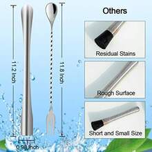Cocktail Muddler 11.2 Inch And Bar Spoon 11.6 Inch Extended Muddler Set Stainl Steel Home Bar Tool For Making Delicious Cocktails Drinks Juice