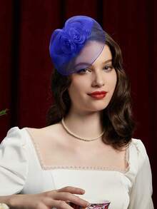 1pc Fascinators Hats For Women Pillbox Hat 20s 30s 50s Vintage Feather Headwear Bowler Flower Veil Wedding Tea Party Hat, School Stuff, Gifts, Hair Accessories, Classy, Rave Accessories, Festival Outfits, Gala Night - Multicolor - View 13