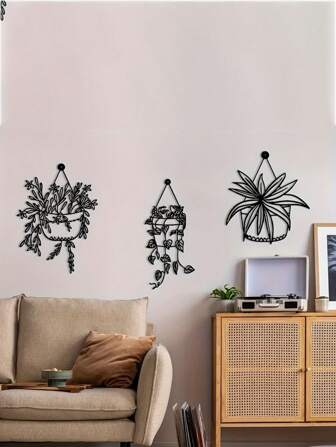 3pcs Set Metal Wall Decor - Ivy Design Hanging Planter - Indoor Outdoor Decorative Hanging, Suitable For Home, Patio, Garden - Easy To Hang - Perfect Gift For Christmas, Thanksgiving, Housewarming, Valentine's Day