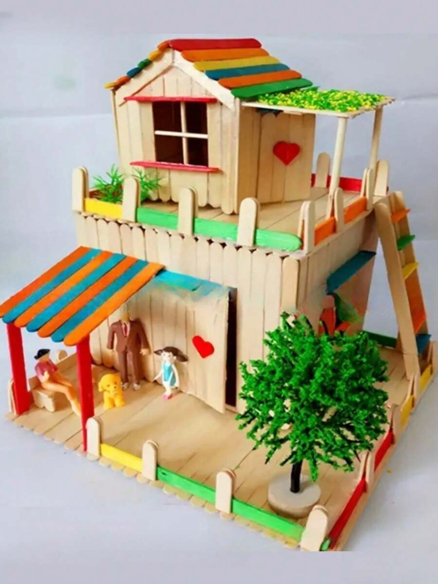 50 piezas de palitos de madera viejos para paletas, moldes de palitos de helado, barras de helado casero de madera, palitos de madera de colores para manualidades de niños, suministros de manualidades para actividades entre padres e hijos