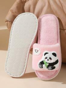 Nouvelle arrivée Mignonnes Pantoufles en peluche Panda, Doux Pelucheux Tongs intérieur/extérieur Dessin animé pour Couple et Famille, Convient pour le Printemps, l'Automne et Toutes les Saisons
