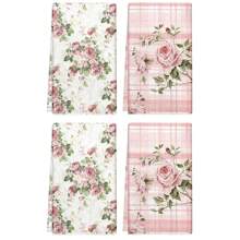 1set/2pcs/4pcs Elegant And Beautiful Rose Patterns Dish Towel, Scouring Pad, Suitable For Restaurant, Kitchen, Bathroom, Daily Decoration, Family Party Decoration, Home Decoration, Household Items, As Gifts