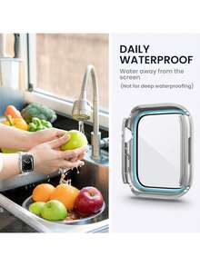 1个银色男女通用时尚360度全方位保护壳，防摔二合一超薄钢化玻璃屏幕保护膜，防水表壳，兼容 40/41/42/44/45/46/49mm，适用于Ultra/SE/11/10/9/8/7/6/5/4系列。 - 銀色 - 查看 6