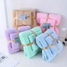 2PC Bath Towels Set Soft Highly Absorbent Quick-Drying Coral Velvet Bath Towel Adults Hotel & Spa Use JDTS - màu xanh lá - Xem 1