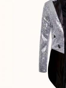 男士时尚亮片拼布西装外套