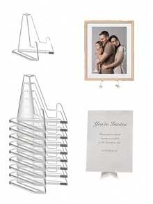 20pcs Mini Acrylic Easel Stand, Baby Shower Tabletop Small Holder, Room Decor,Wedding Decor,Clear Display Stand For Challenge Coins, Medals, Business Cards, Photos, Badges, Signs Baby Shower,Party Supplies - Multicolor - View 1