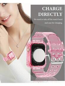 二合一透明表带带保护壳，兼容 38/40/41/42/44/45/46/49mm，果冻运动防护替换腕带，适用于 Series 11/10/9/8/7/6/5/4/3/2/1/SE/Ultra 男女款