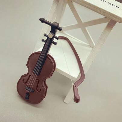 Miniatura de violín con arco (no se puede tocar) - Modelo de instrumento musical miniatura perfecto para decoración y coleccionistas, Modelo de miniatura de violín, juguete miniatura con arco y estuche - Instrumento musical miniatura perfecto para decoración de casa de muñecas y coleccionistas, Modelo de escena de instrumento musical de violín del mundo en miniatura para fotografía, imitación vintage de violín, juguetes familiares
