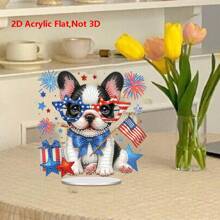 5D Diamond Painting Desktop Set, Eyeglasses Dog Pattern Rhinestones Decor Artwork, DIY Bejeweled Craft, Home & Bedroom Tabletop Decoration