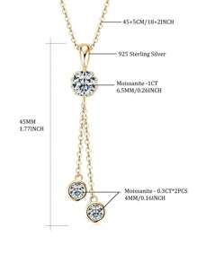 XUJIA 1 pièce Collier pendentif en argent sterling 925 avec Moissanite couronne de 1,6 carats pour femmes, pendentif à franges avec Moissanite rond de 6,5 mm et 4 mm, cadeau de bijoux pour elle, livré avec 1 pièce de certificat GRA Moissanite de 6,5 mm
