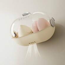 Boîte de rangement pour cosmétiques, accrocher au mur pour la maison, sans perforation, étanche et anti-poussière. Boîte de rangement multifonctionnelle pour houppettes et éponges de beauté