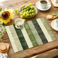 1 Stück/4 Stücke Set Leinen Tischsets, Frühstückstischsets, Küchenutensilien, leicht zu reinigende Sets geeignet für Zuhause, Restaurant, Esszimmerdekoration, Aquarellmotive mit Olivenblättern und Olivendruck - waschbar