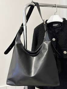 复古大容量柔软纯色女士单肩包，百搭斜挎包，手提包，女士流浪汉单肩包，大容量吊带斜挎包，手提包，休闲工作包