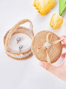 1pc Wedding Flower Girl Ring Box, Creative Woven Rope Ring Basket, Bridal Shower Gift, Wedding Decor, Fashionable Gift Box