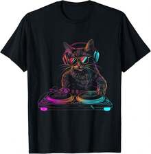 EDM Techno House Música Camiseta Divertida para Amantes de los Gatos - Negro - Ver 1