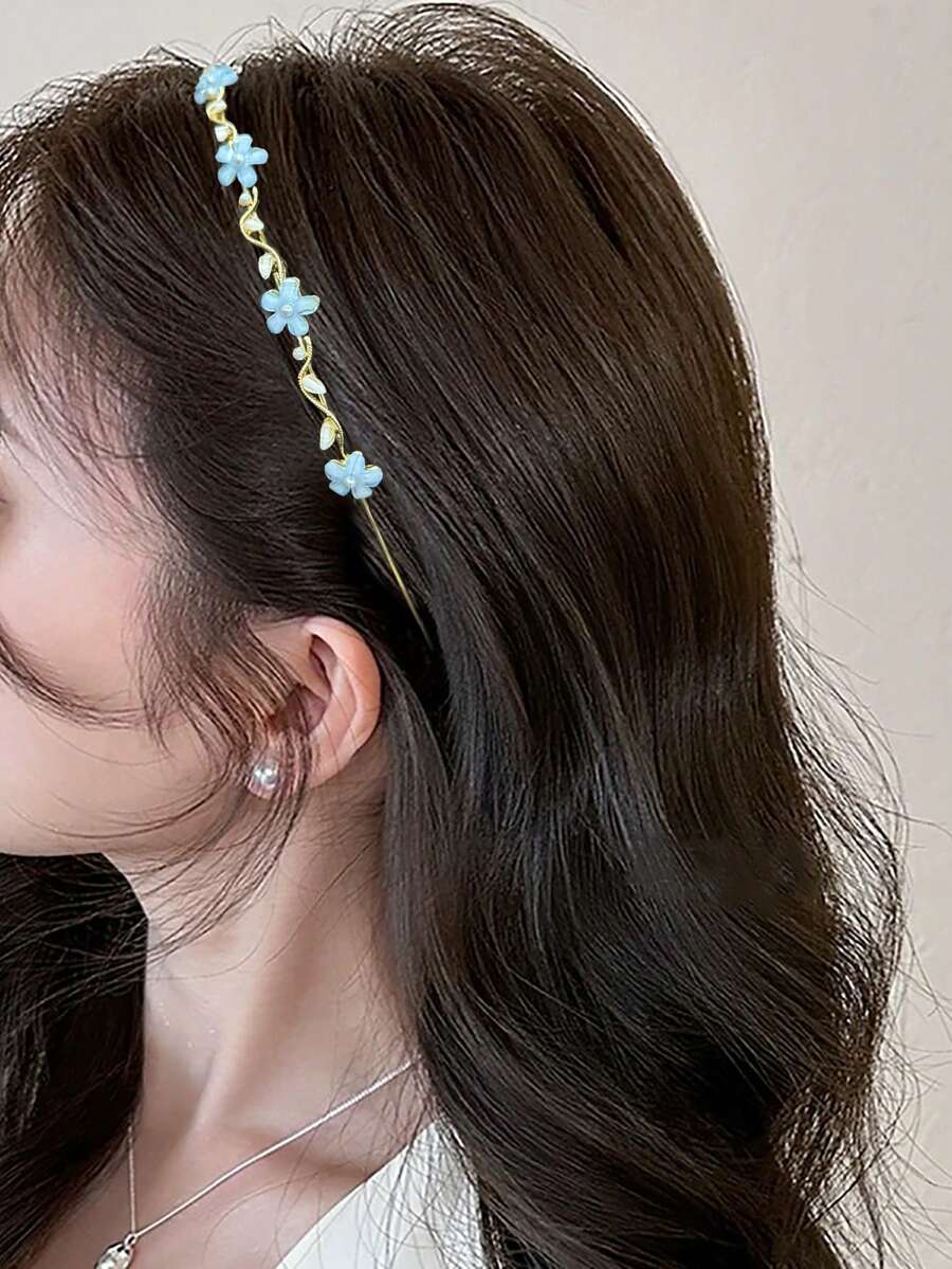 1 件复古花朵优雅发带，森系风格超级仙女发夹细发箍发饰女士头带 - 彩色 - 查看 1