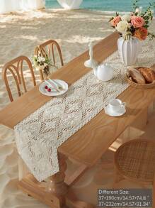 1pc Vintage Crochet Elegant Hollow Out Table Runner, Simple Style, Suitable For Home, Dining Room, Coffee Table, Chest Of Drawers, Home Decor, Holiday Decor, Dinner Party, All Season, Multi-Size Options