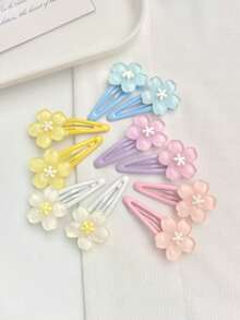 10 件女士树脂多巴胺樱花花发夹，甜美浪漫发饰侧刘海夹，额头装饰，适合日常佩戴爪夹发夹发夹