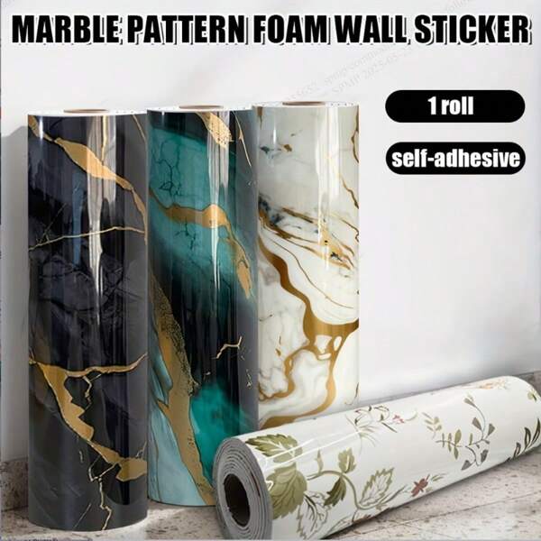 A Roll Of Exquisite Marble Style Home Decoration Wallpaper -118 Inches X 15.7 Inches, Easy To Peel And Paste, Easy To Install And Cut, Waterproof, Oil Resistant, Moisture-Proof, Suitable For Indoor Walls, Room Decoration, Very Suitable For Wall Renovation Decoration In Living Rooms, Kitchen Wall Panels, Bathrooms And Other Areas. Stickers Wall Decor Personalized Wall Stickers
