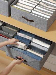 1pc- Gray Fabric Drawer-Type Separate Storage Box, Clothes And Trousers Separate Storage Box, Which Can Be Used To Store And Organize Underwear, Trousers And Ties, And The Wardrobe Drawer Styles Are Layered And Arranged In Baskets.