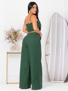 Simple Casual Elegant Pocket Set Women Birthday Party Spring Set - Hunter Green - View 2