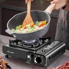Aoran Portable Stove, Indoor Table Heating Stove, Kitchen Use, Butane Burner Stove, With Safety Lock And Piezoelectric Ignition Device, With Overvoltage Protection Function - Black - View 7