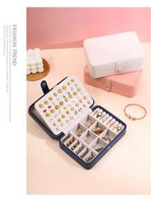 1pc Multi-Functional Leather Jewelry Storage Box, Convenient Double-Layer Simple Jewelry Storage Box, Can Be Put Earrings Earrings Necklace Bracelet, High-End Jewelry Box Back To School