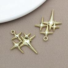 5/10/15件四角星吊坠精致星形吊坠四角星吊坠金属天体吊坠适用于珠宝耳环项链制作 - 彩色 - 查看 19