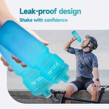 Botella de agua para bicicleta de 24oz de PZLife, botella de agua de presión a prueba de fugas con escala de capacidad y tapa extraíble, reutilizable, para bicicleta, gimnasio, senderismo - Azul oscuro - Ver 2