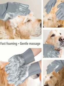 Silicone Thick Gloves For Washing Dishes, Fruits, Pets, Bathing, Etc. Multi-Purpose With Brush For Housework Cleaning