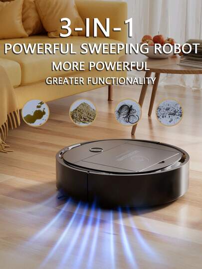 3-In-1 Electric Sweeper Mopping Machine Vacuum Cleaner, Robotic Vacuum With Vacuuming And Popping, Suitable For Hard Floors, Carpets And Pet Hair, Quiet And Efficient, Strong Suction Power, Roombas For A Variety Of Floor Cleaning