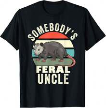 Somebody'S Feral Uncle Matching Family Feral Cat Dad Retro T-Shirt Gift For Myself Gift For Girlfriend - Black - View 1