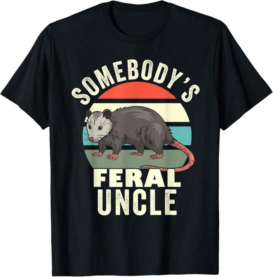 Somebody'S Feral Uncle Matching Family Feral Cat Dad Retro T-Shirt Gift For Myself Gift For Girlfriend - Black - View 1