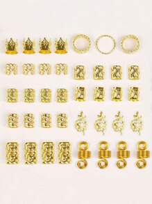 220 Pcs Viking Gold Hair Accessories For Braids Loc Jewelry For Women Hair Dreadlock Metal Hair Beads Rings Cuffs For Braids Beard Decoration