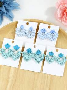2 Stücke Frühlingsblumen-Ausstecher aus Polymer Clay, Boho Florale Ausstecher aus Polymer Clay für die Schmuckherstellung aus Polymer Clay, 3D-gedruckte Tonausstecher, Schmuckherstellungs-Werkzeug-Kits, Cut Out