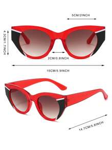 1 pereche ochelari de soare vintage cu ramă completă, cu ochi de pisică, pentru femei, cu blocuri de culoare, accesorii de călătorie la modă și de vacanță