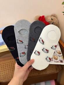 Sanrio 3 Pares de Meias Fofas Hello Kitty, Meias Quentes de Tornozelo para Meninas, Adequadas para Outono/Inverno