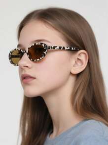 1 par de nuevas gafas vintage de montura pequeña y ovalada para adolescentes, adecuadas para uso diario