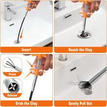 New Upgrade 35 Inch Drain Snake Hair Drain Clog Remover Tool Sink Drain Cleaner For Toilet Sewer Shower Kitchen Bathroom Tub Clogged Drains Opener Cleaning Tool Flexible Grabber Claw Pick Up Tool