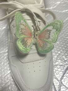 1 Stück neue Frühlings Schmetterling Schuhblume Schuhschnalle, super feenhaft und süße Schuh Dekoration, handbestickt mit Schmetterling, Kinder