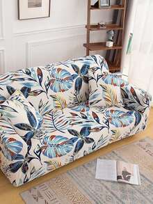 1pc Tropical Leaf Pattern Stretchy Sofa Slipcover With 1pc Cushion cover - Multicolor - View 6
